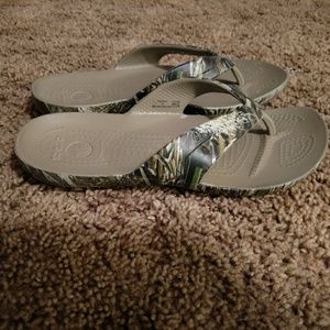 Womens camo Crocs sandals